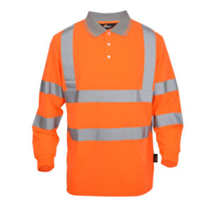 Vizwell VWPS03-BL langarm Poloshirt leuchtorange